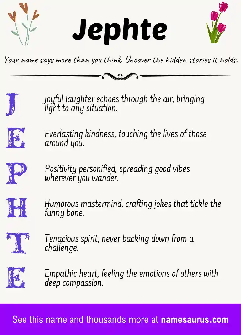 Acrostic poem about Jephte.