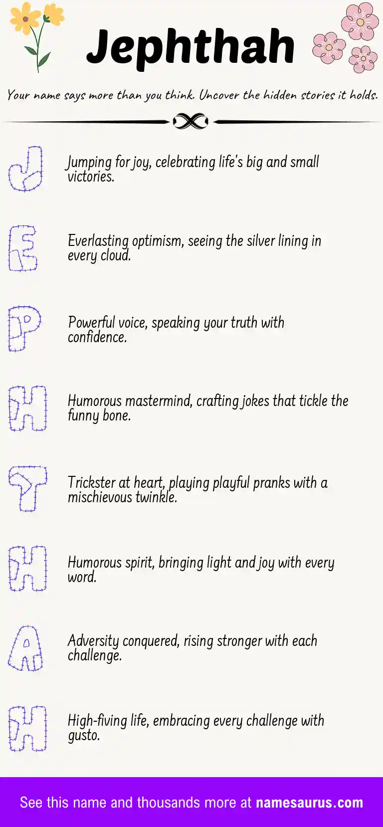 Acrostic poem about Jephthah.