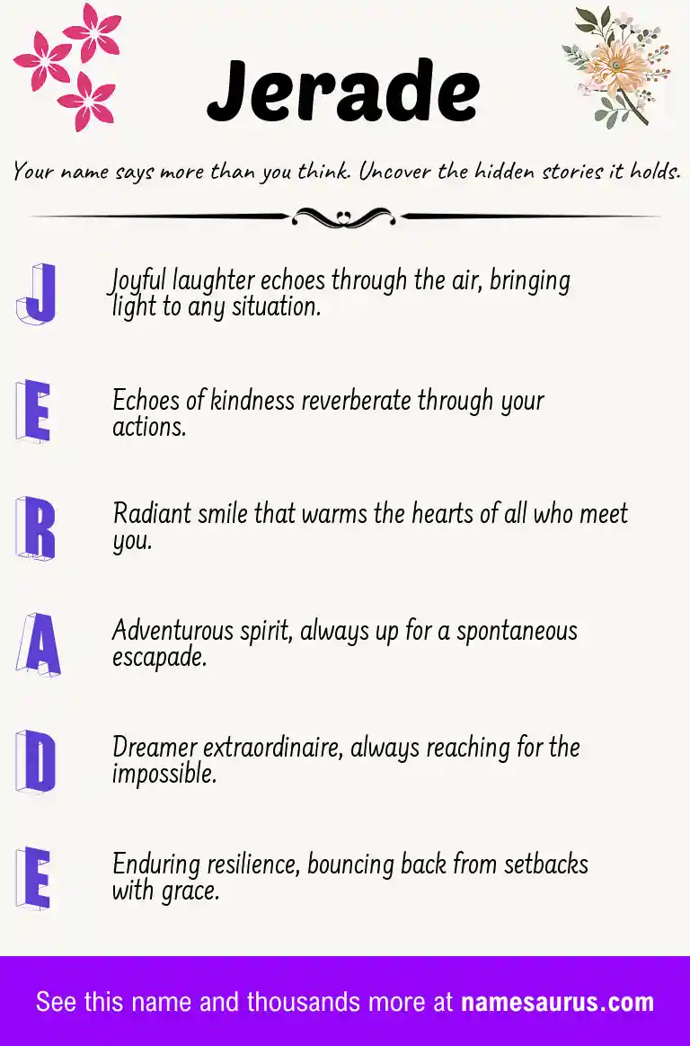 Acrostic poem about Jerade.
