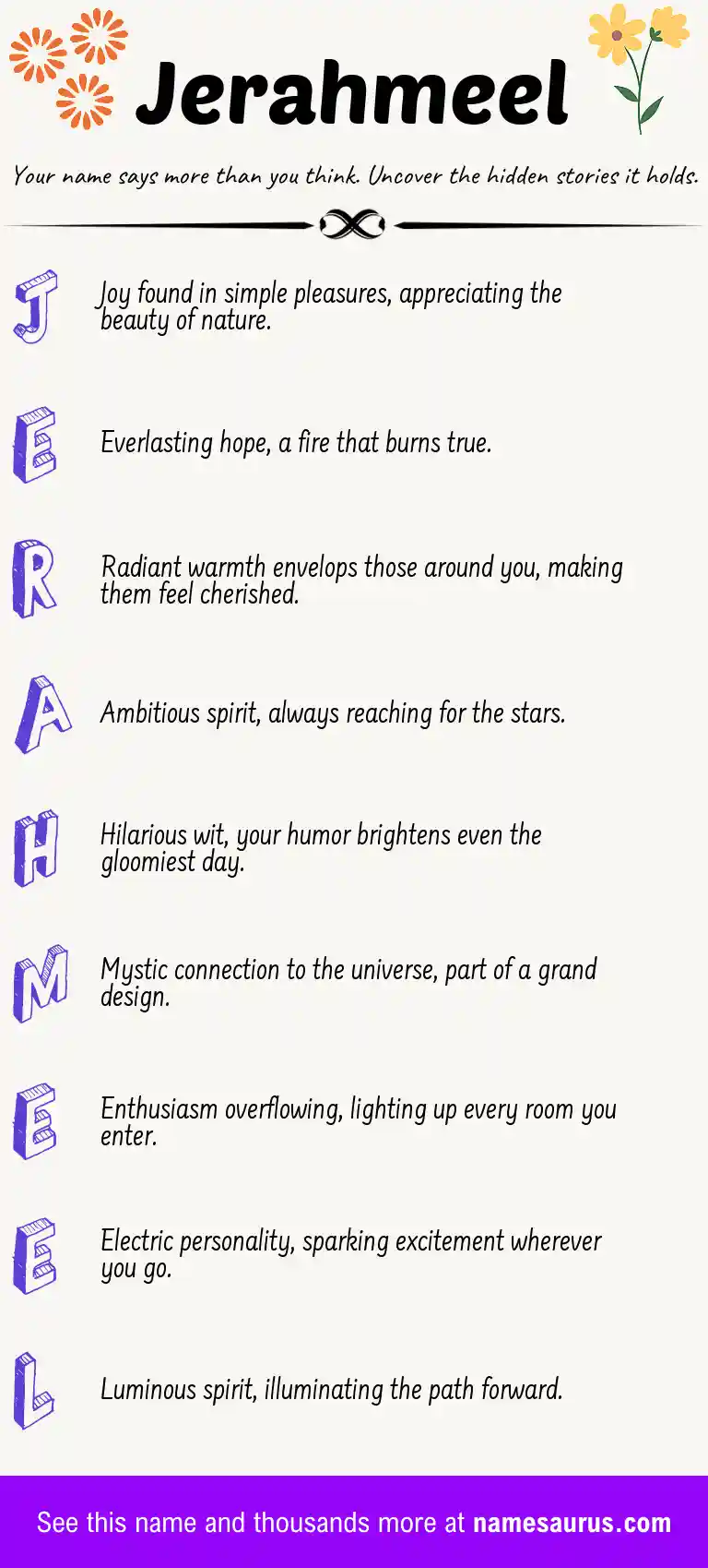 Acrostic poem about Jerahmeel.