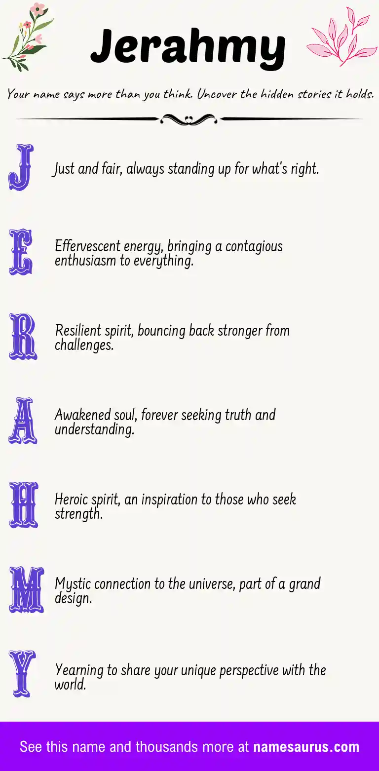 Acrostic poem about Jerahmy.