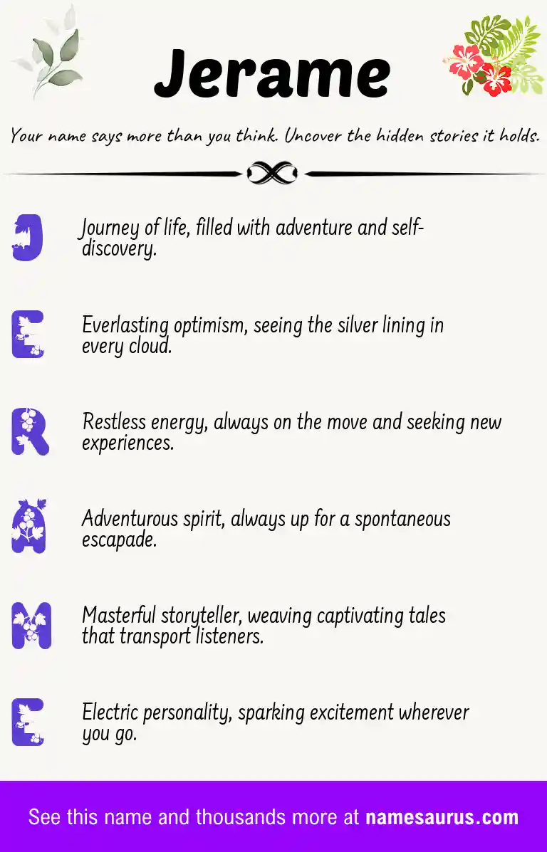 Acrostic poem about Jerame.