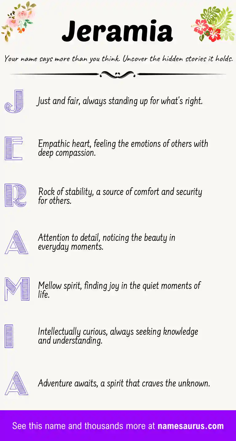 Acrostic poem about Jeramia.