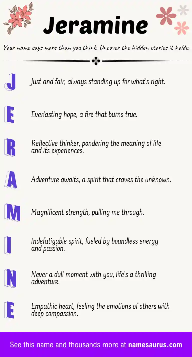 Acrostic poem about Jeramine.