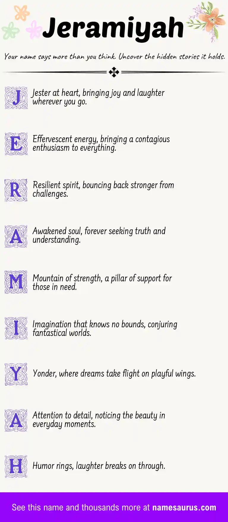 Acrostic poem about Jeramiyah.
