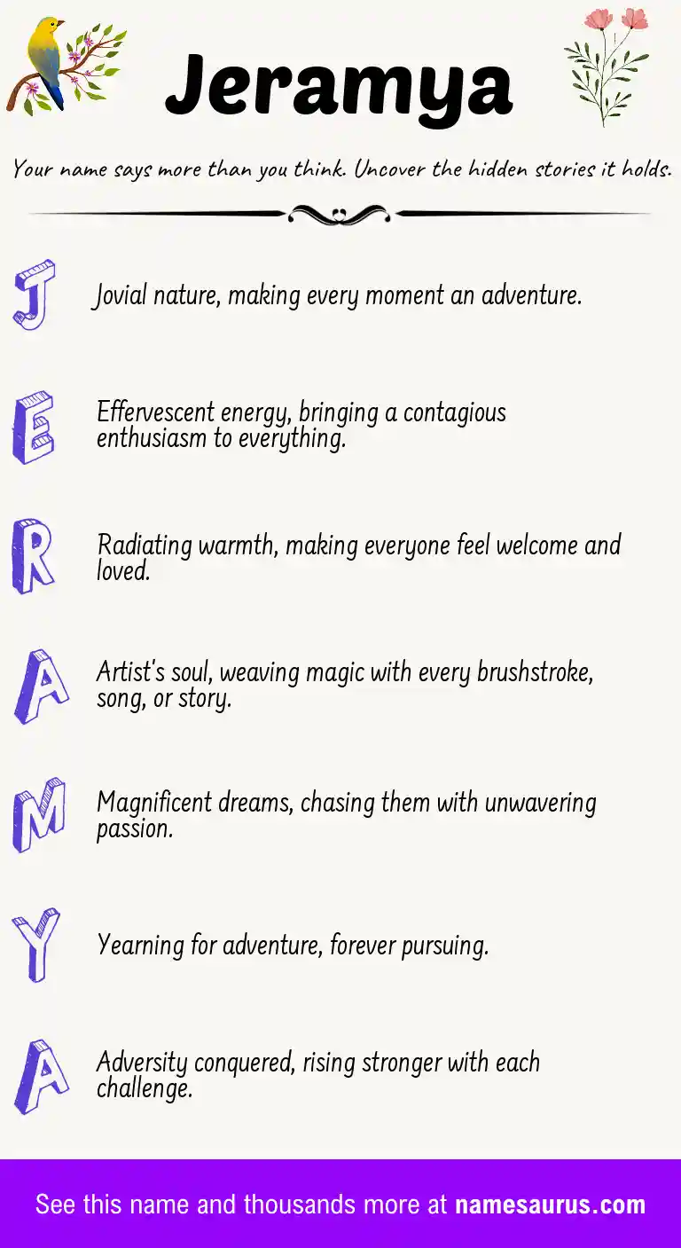 Acrostic poem about Jeramya.
