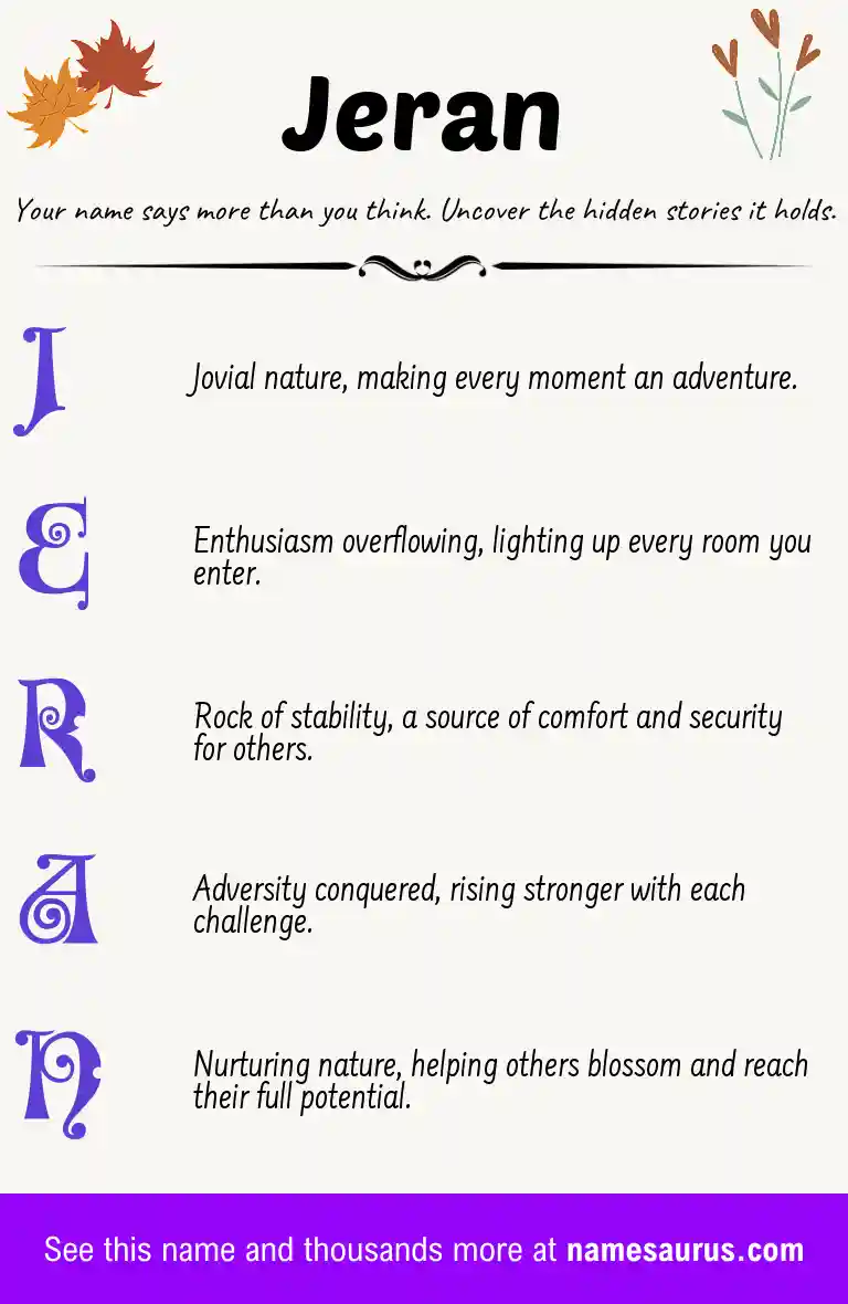 Acrostic poem about Jeran.