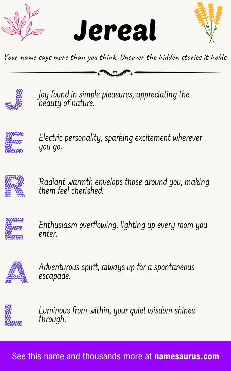Acrostic poem about Jereal.