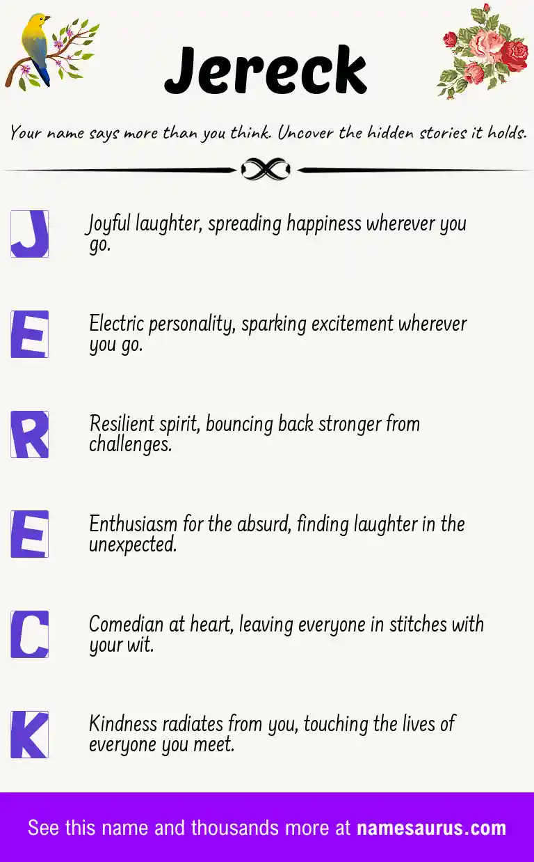Acrostic poem about Jereck.