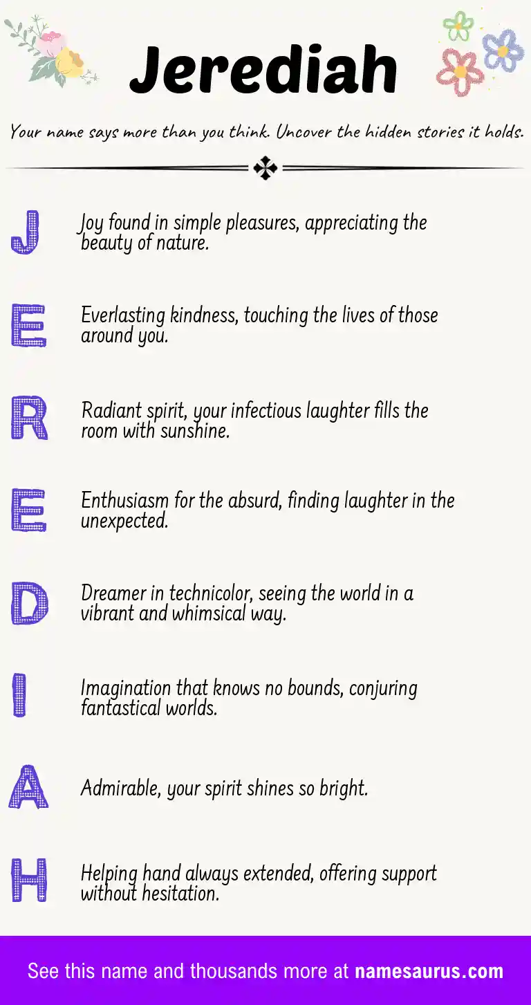 Acrostic poem about Jerediah.