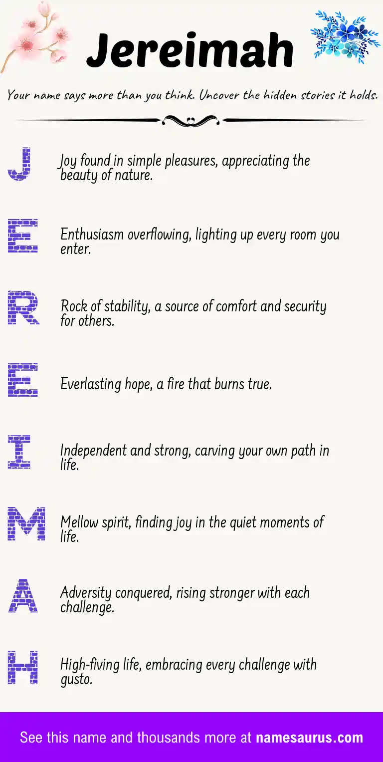 Acrostic poem about Jereimah.