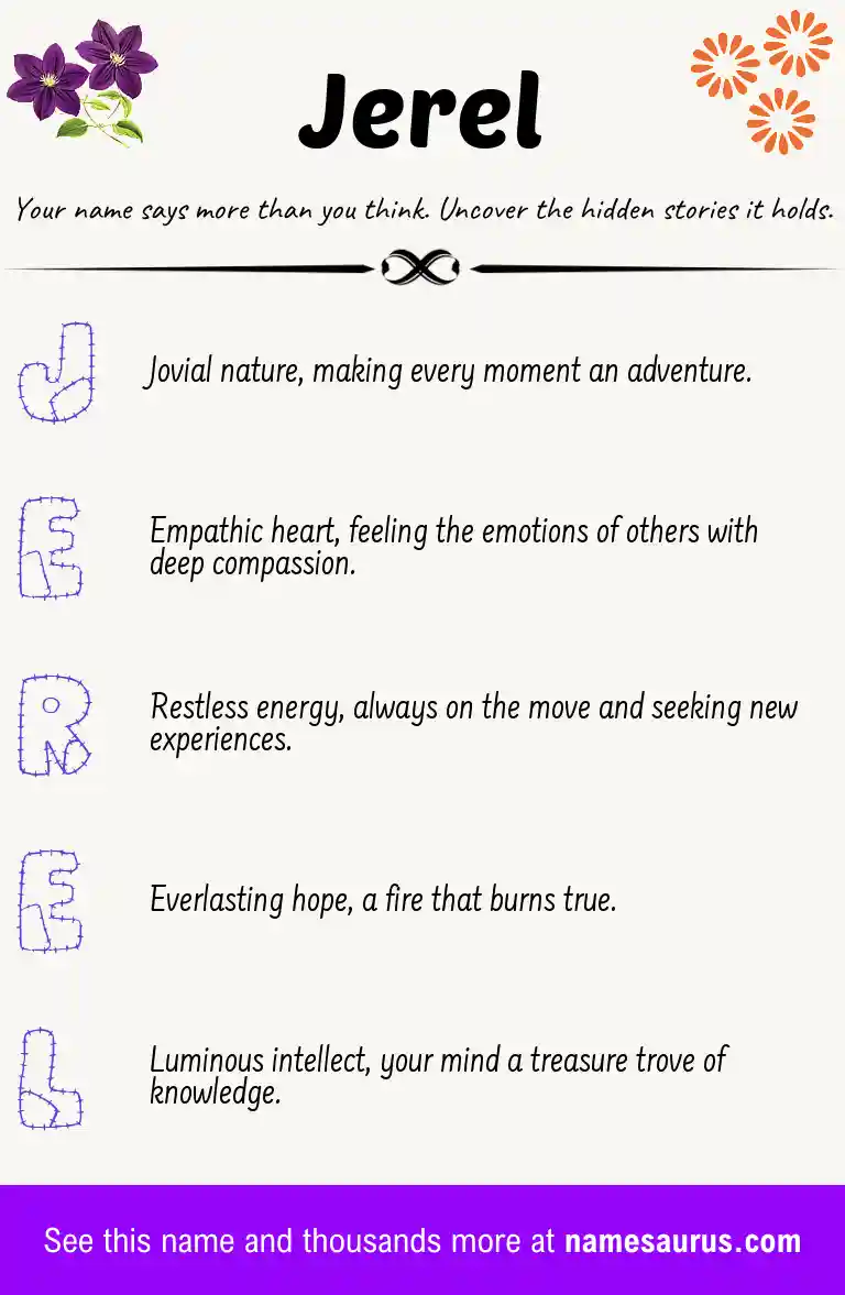Acrostic poem about Jerel.