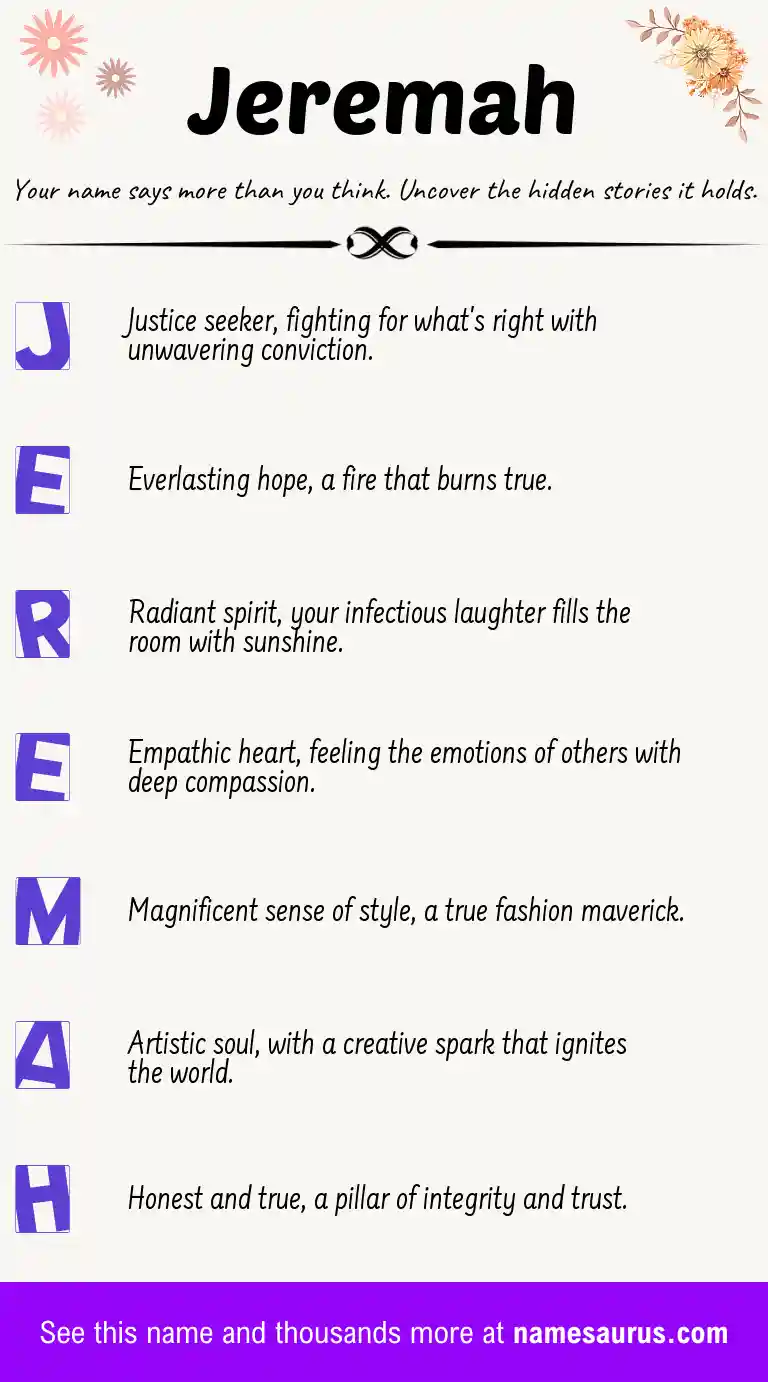 Acrostic poem about Jeremah.