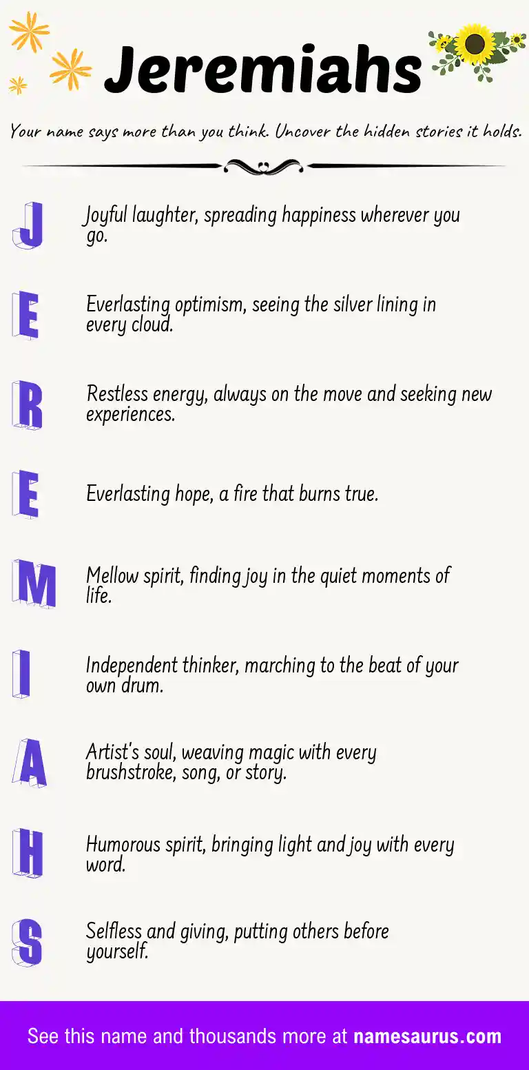 Acrostic poem about Jeremiahs.