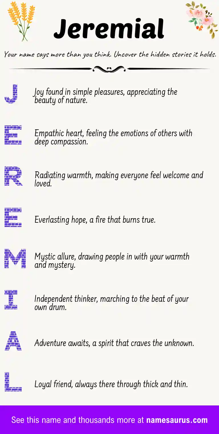 Acrostic poem about Jeremial.