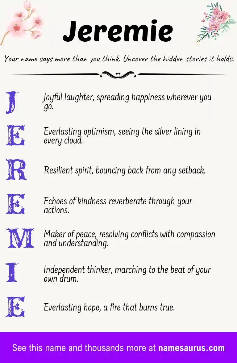 Acrostic poem about Jeremie.