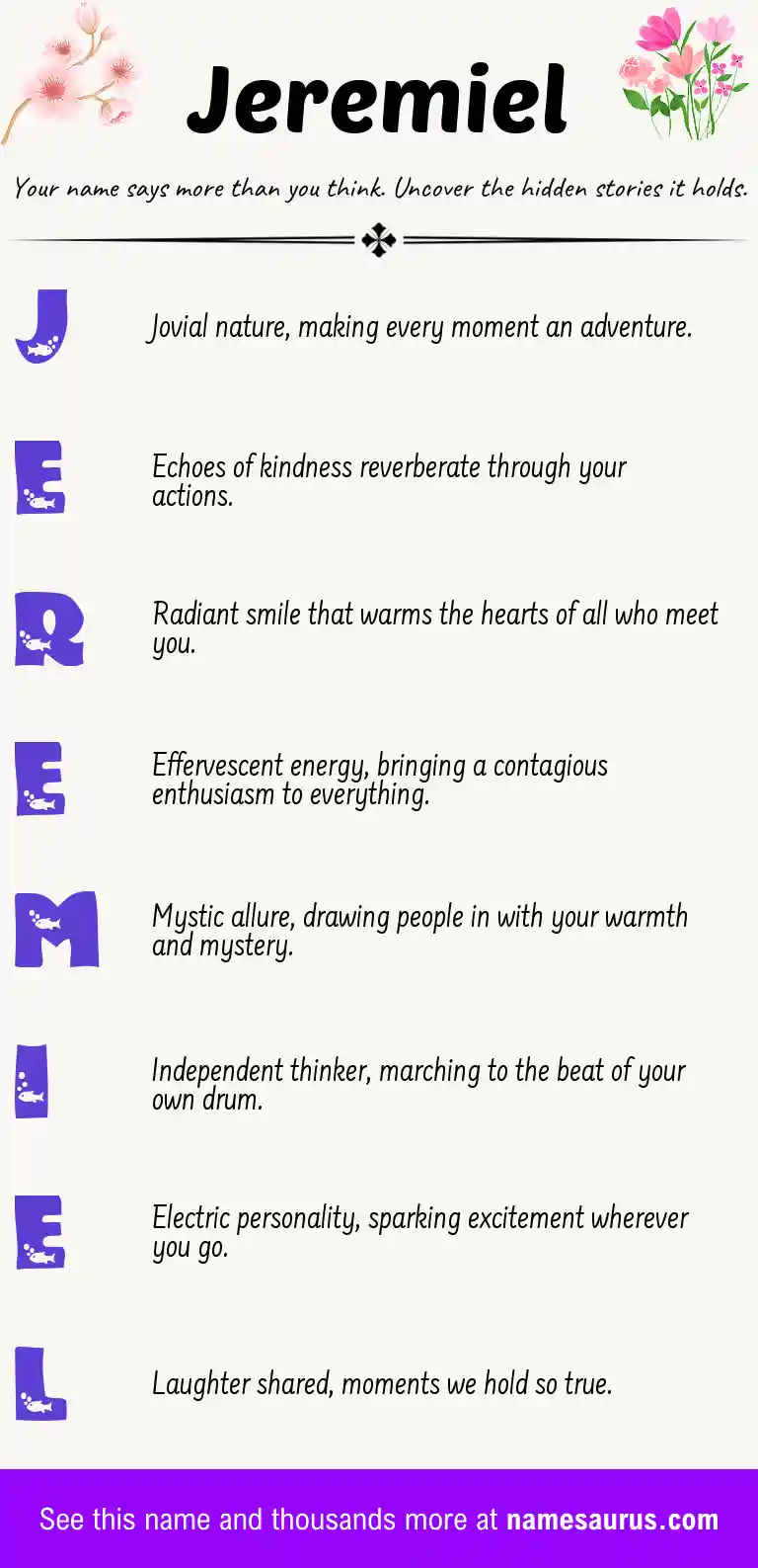 Acrostic poem about Jeremiel.