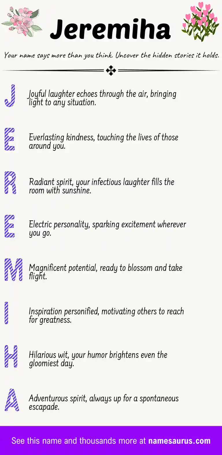Acrostic poem about Jeremiha.