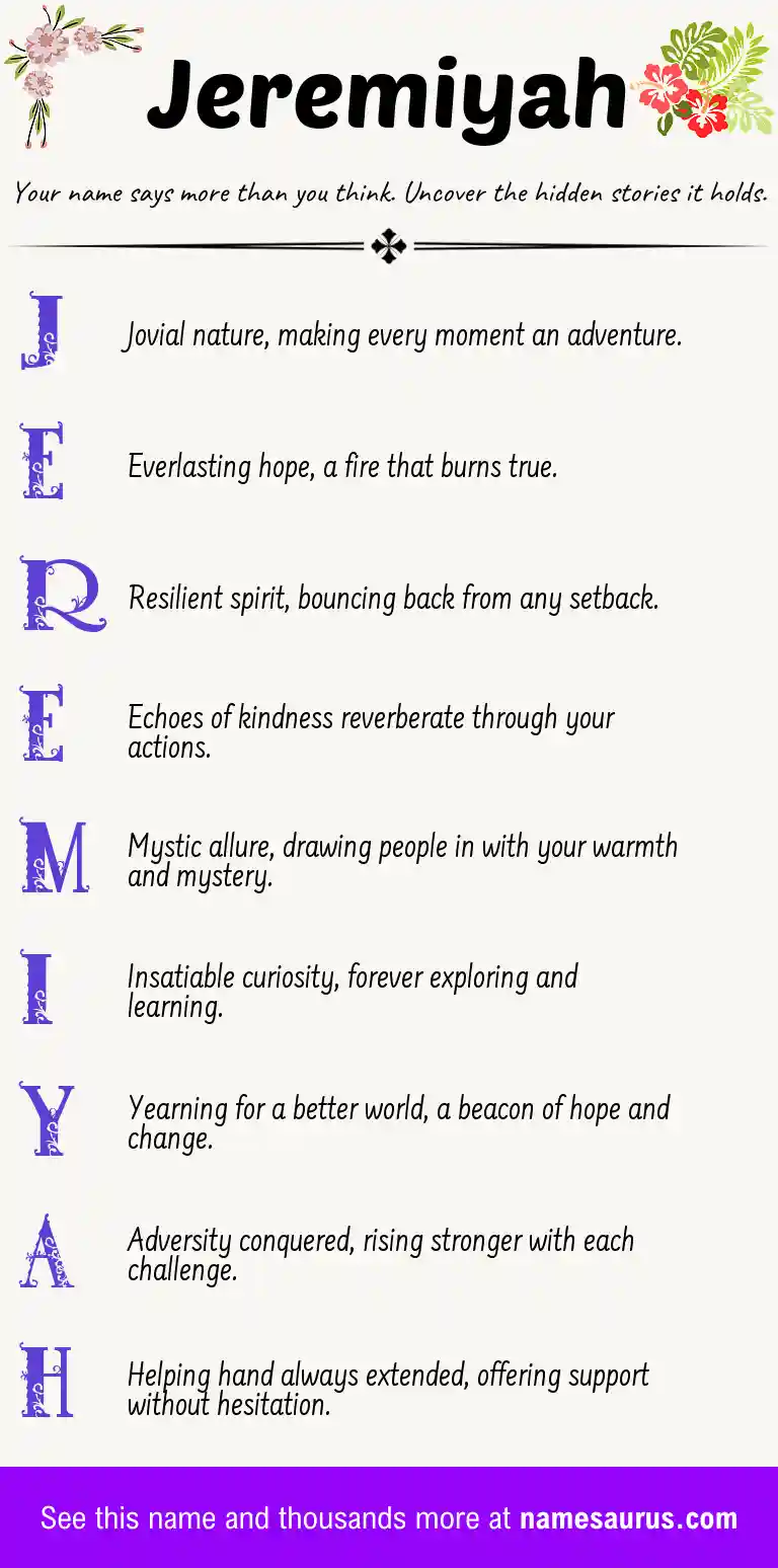 Acrostic poem about Jeremiyah.
