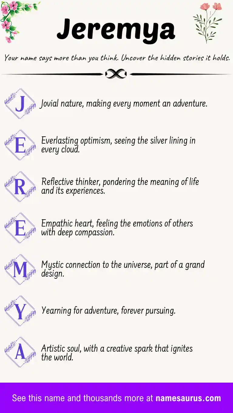 Acrostic poem about Jeremya.
