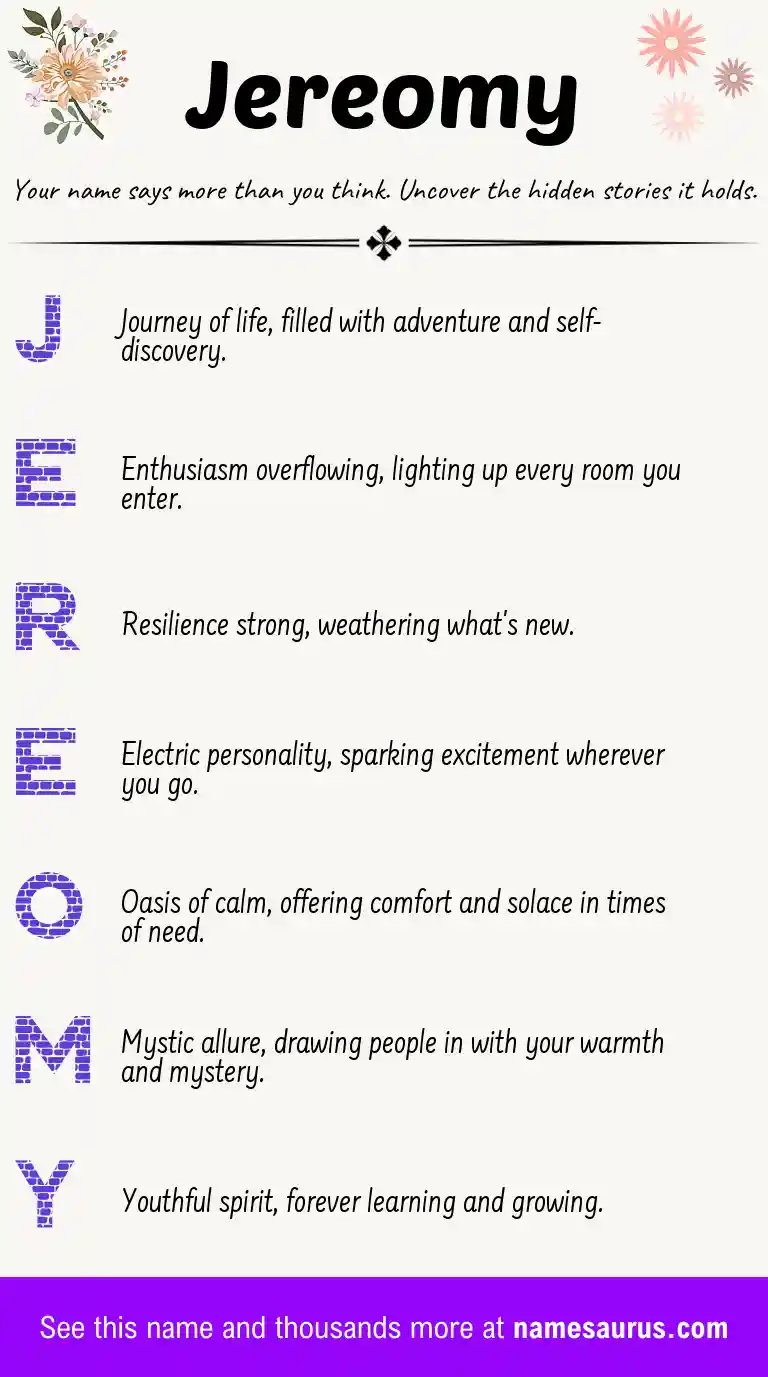 Acrostic poem about Jereomy.