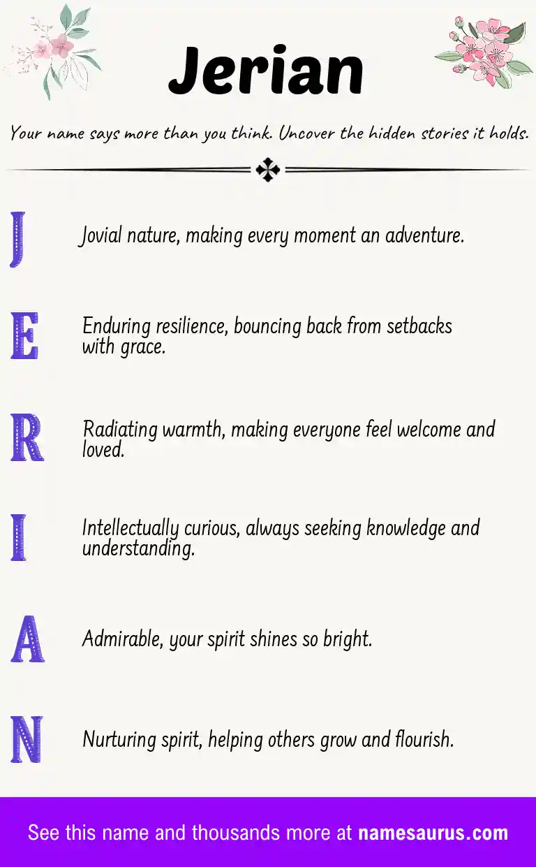 Acrostic poem about Jerian.