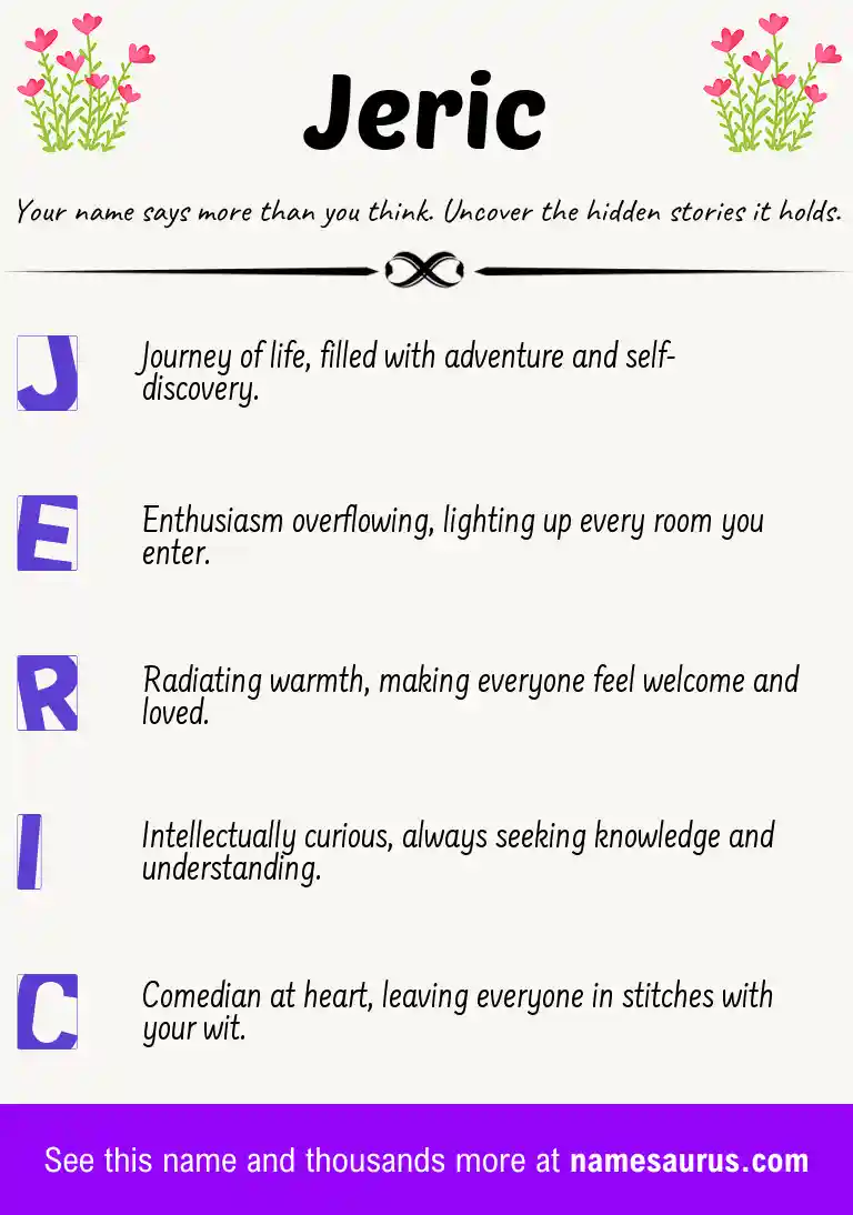 Acrostic poem about Jeric.