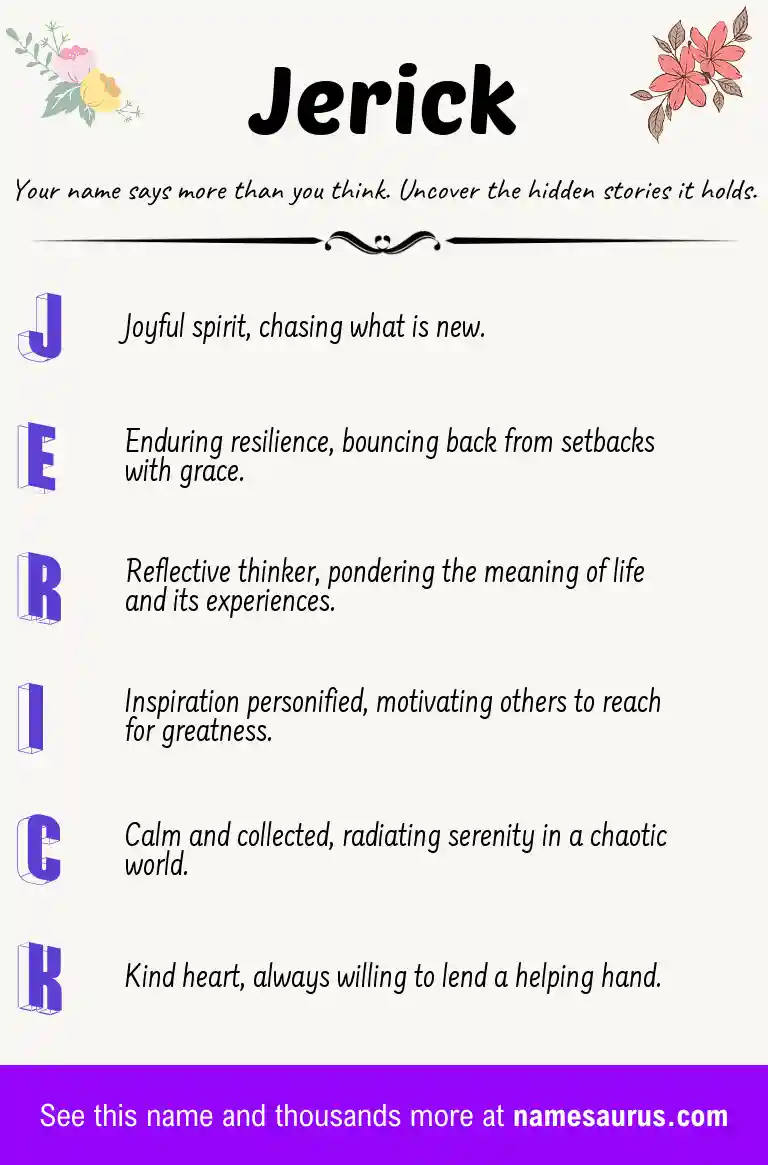 Acrostic poem about Jerick.