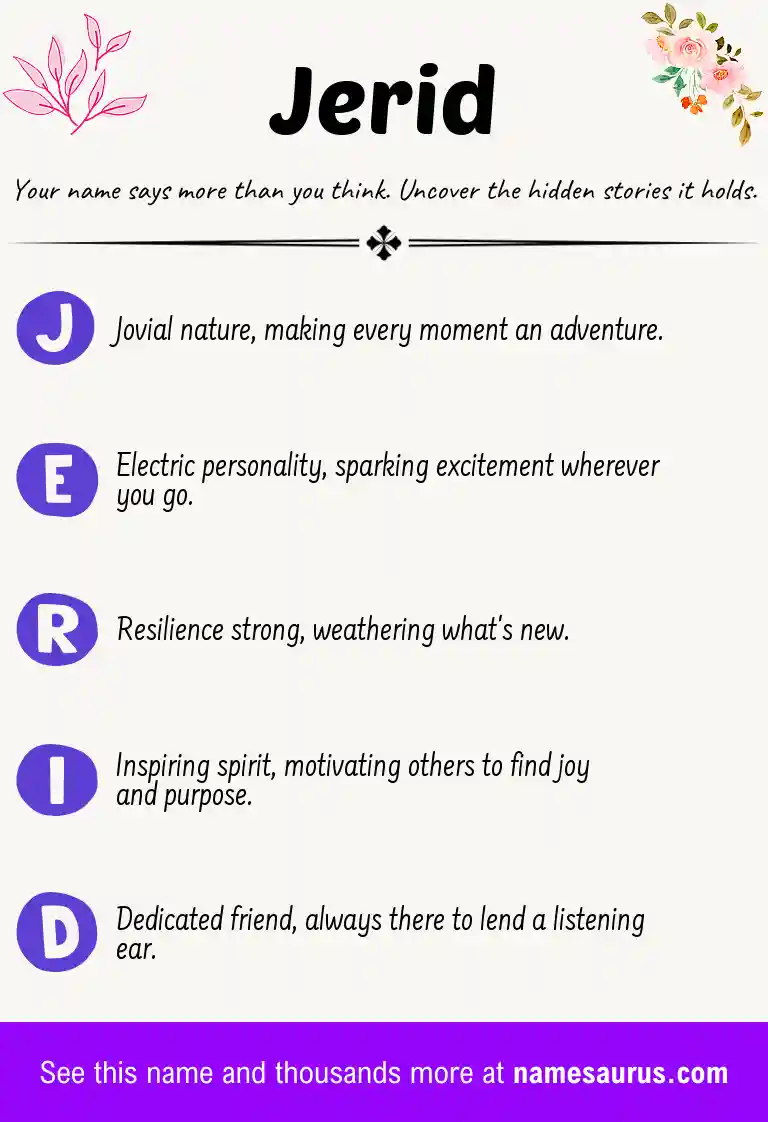 Acrostic poem about Jerid.