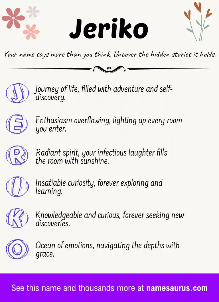 Acrostic poem about Jeriko.