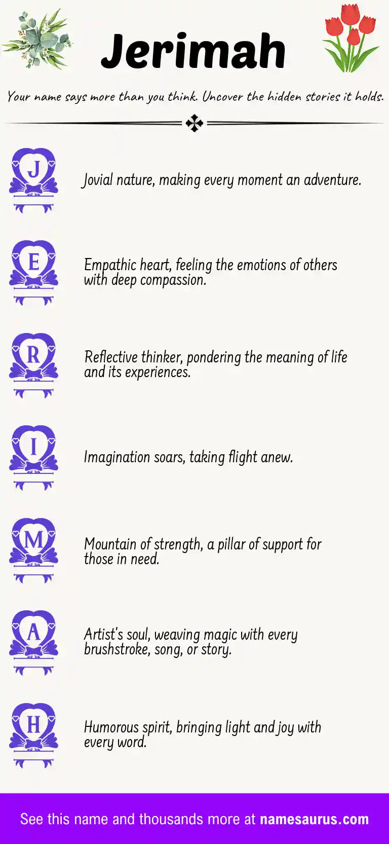 Acrostic poem about Jerimah.