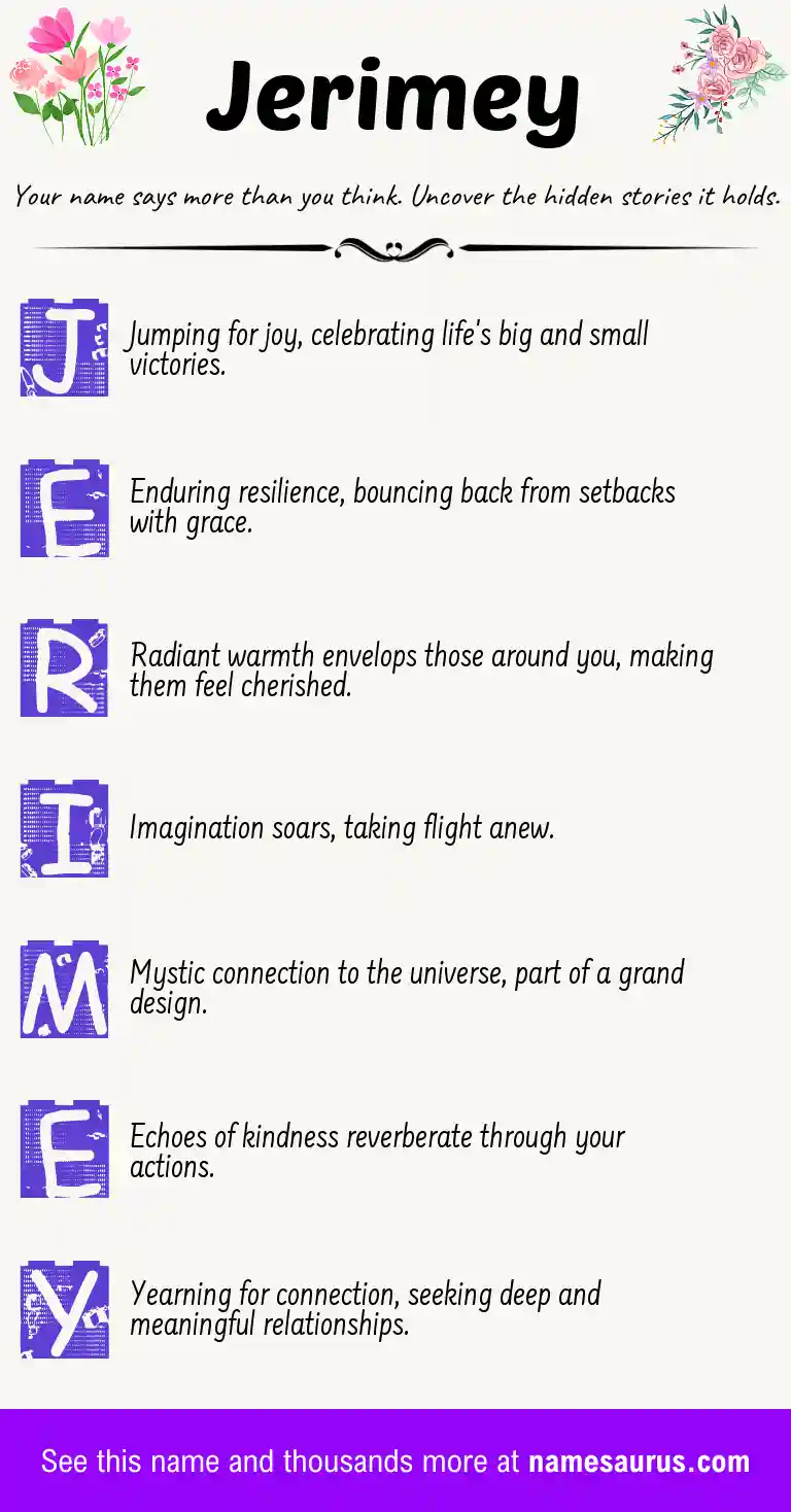 Acrostic poem about Jerimey.