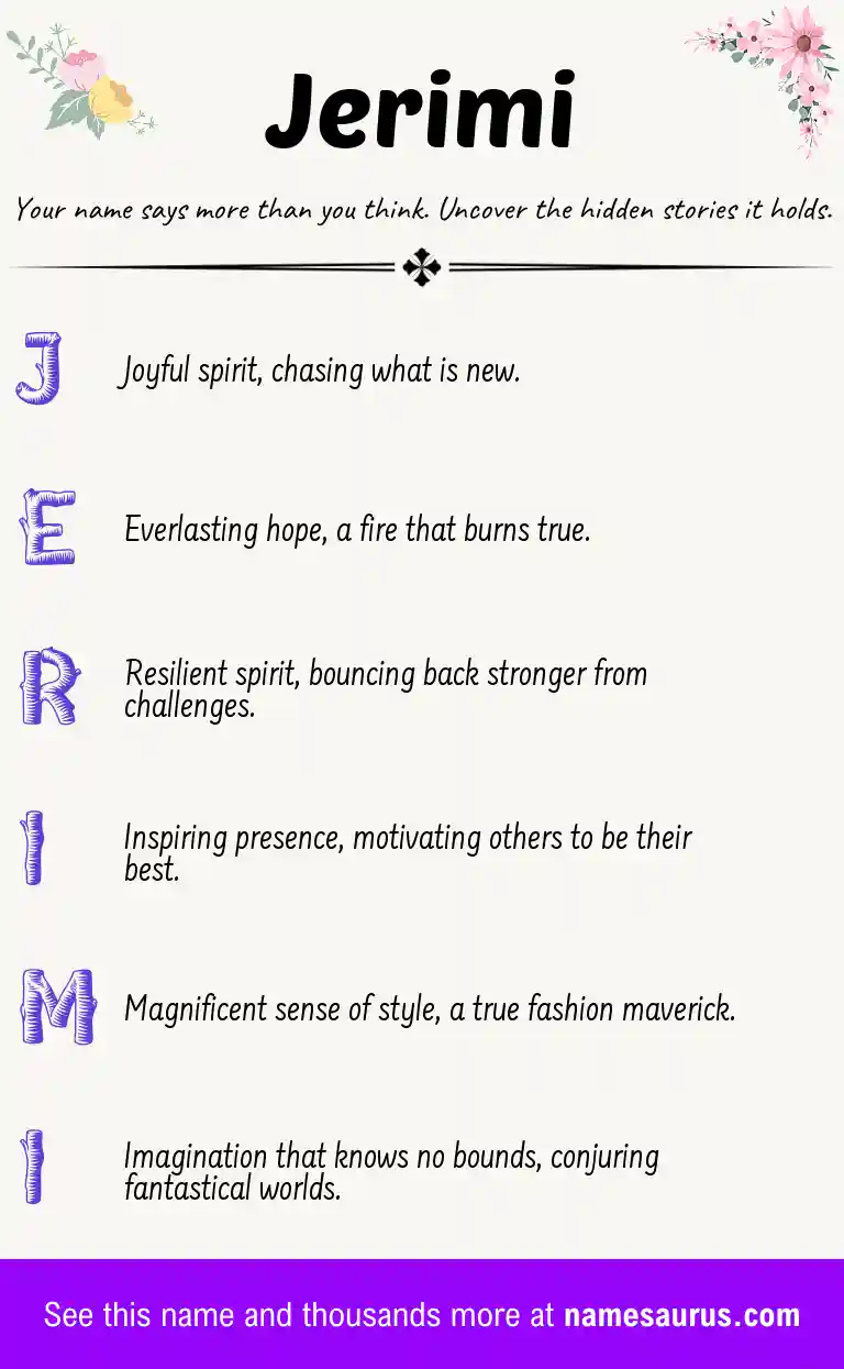 Acrostic poem about Jerimi.