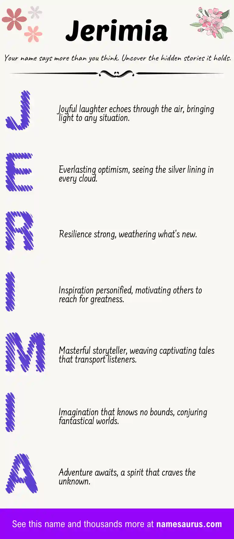 Acrostic poem about Jerimia.