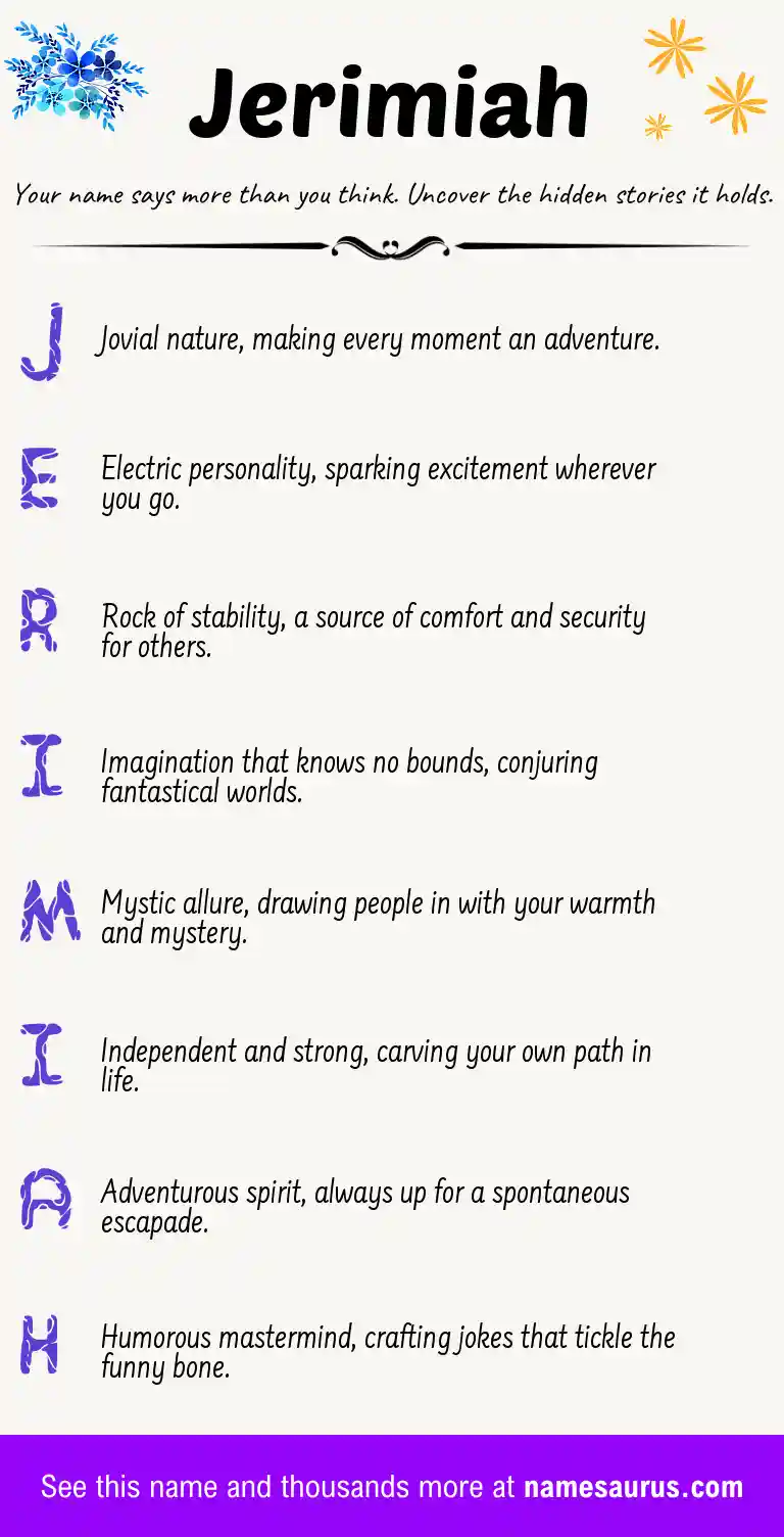 Acrostic poem about Jerimiah.