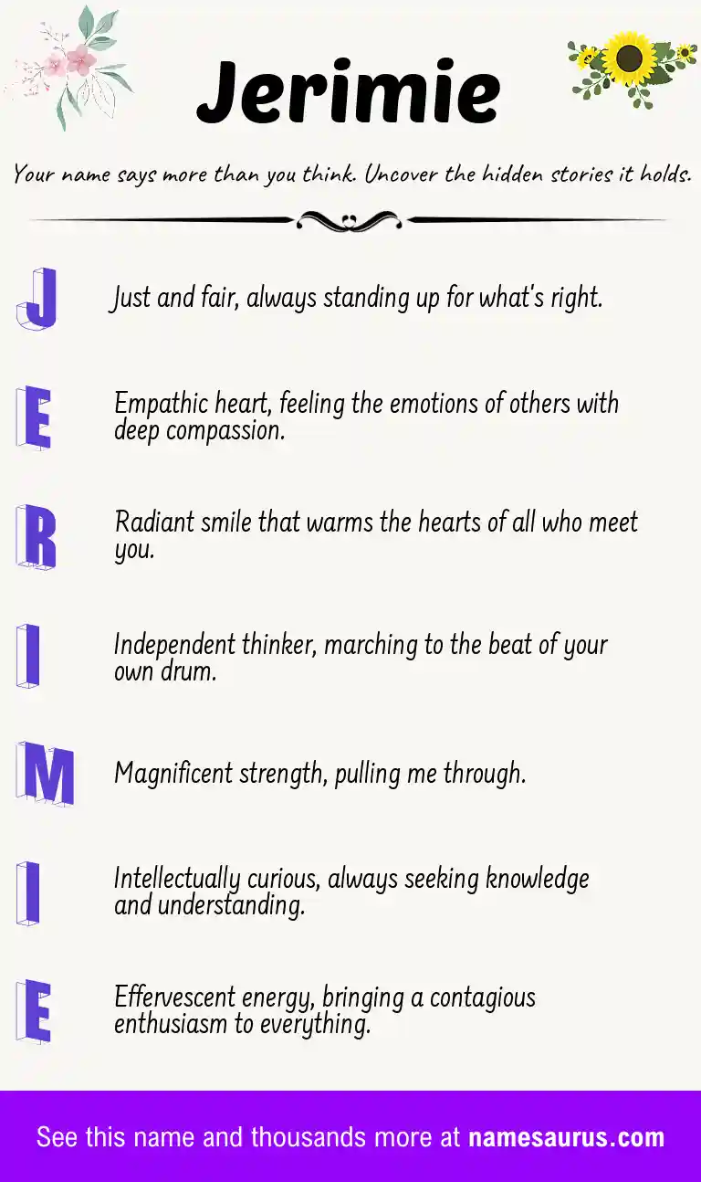 Acrostic poem about Jerimie.