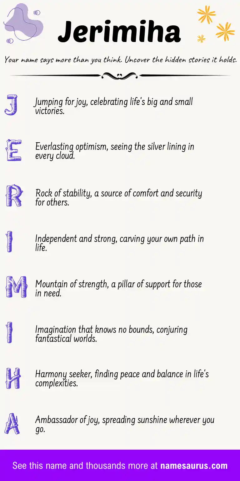Acrostic poem about Jerimiha.