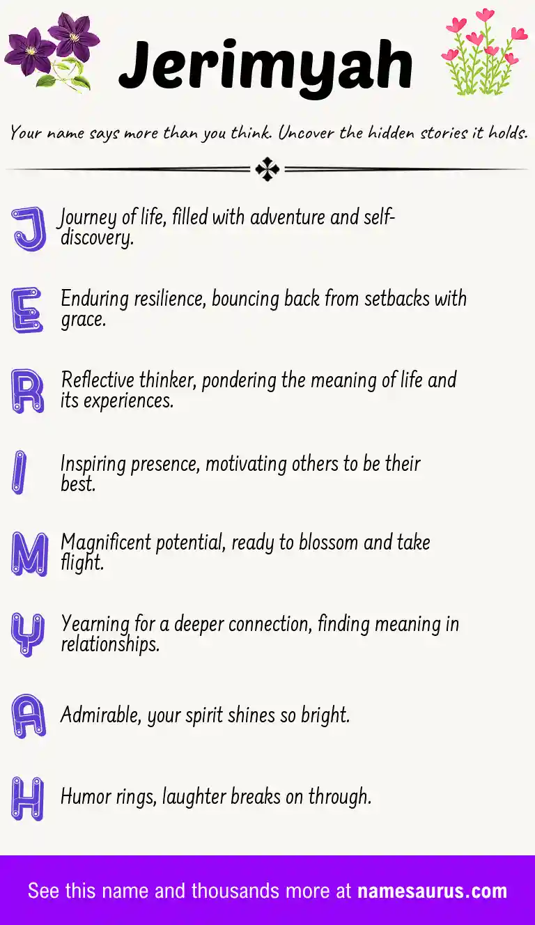 Acrostic poem about Jerimyah.