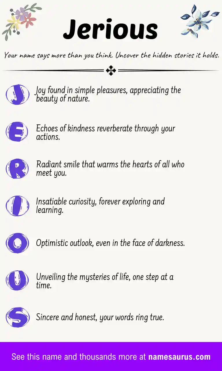 Acrostic poem about Jerious.