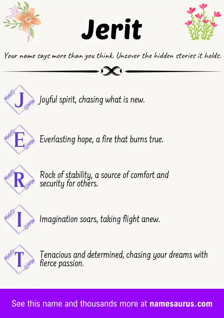 Acrostic poem about Jerit.