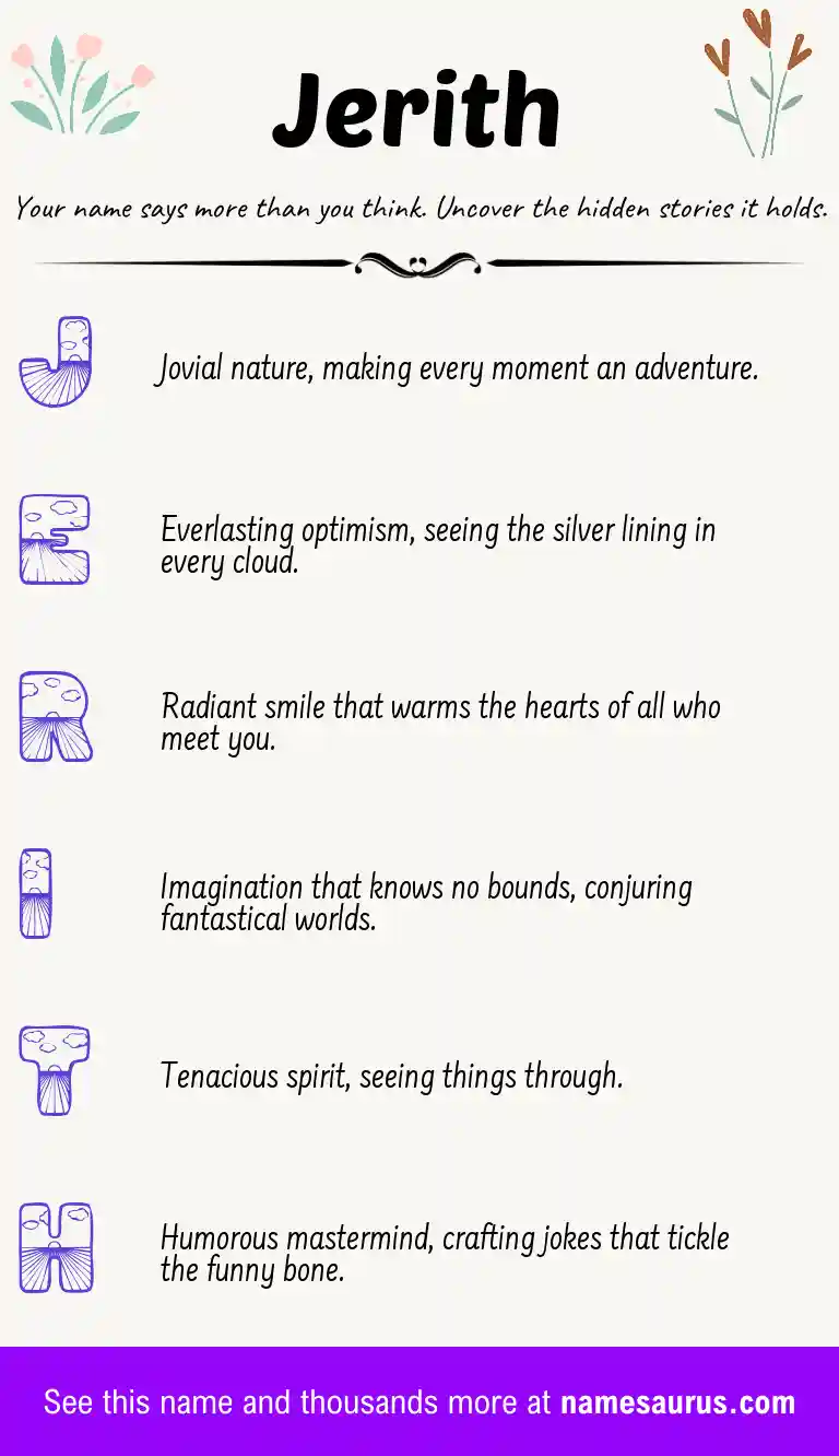 Acrostic poem about Jerith.