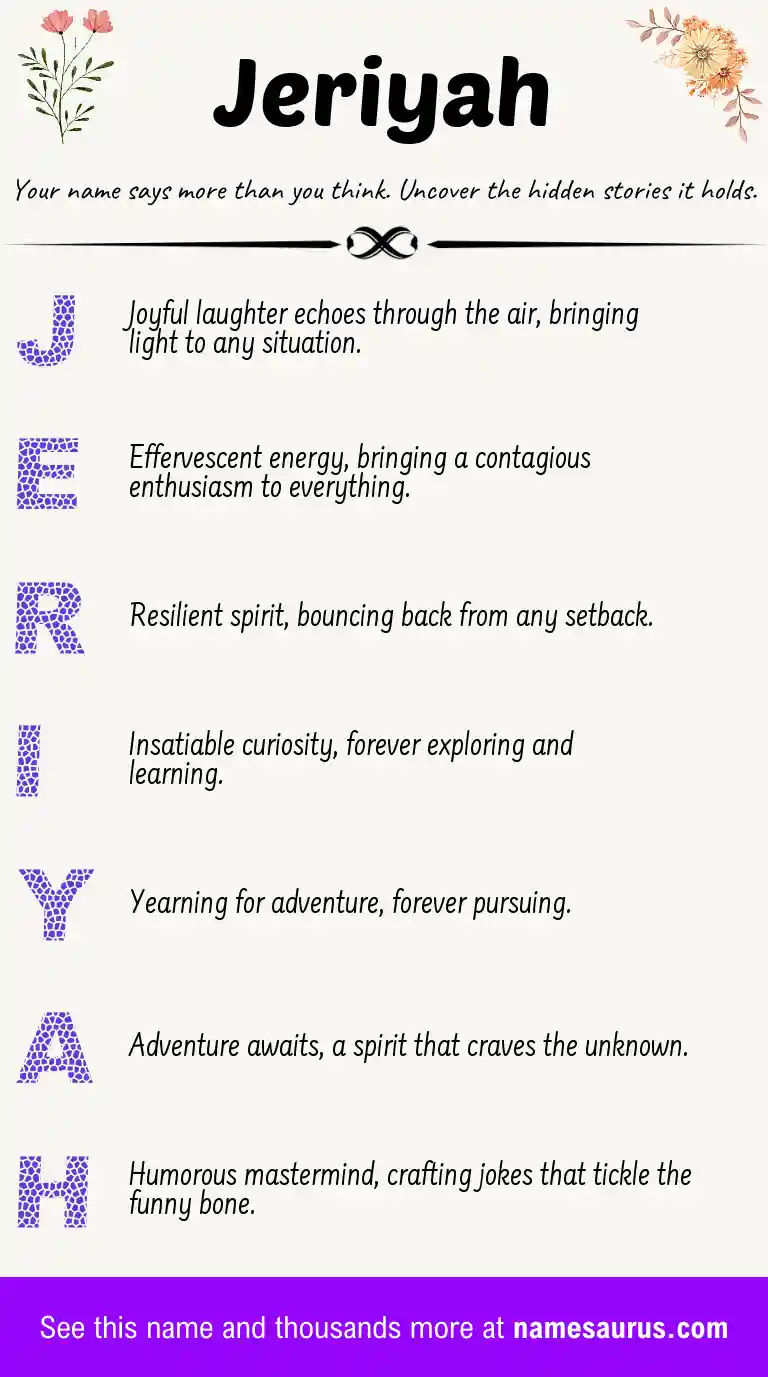 Acrostic poem about Jeriyah.