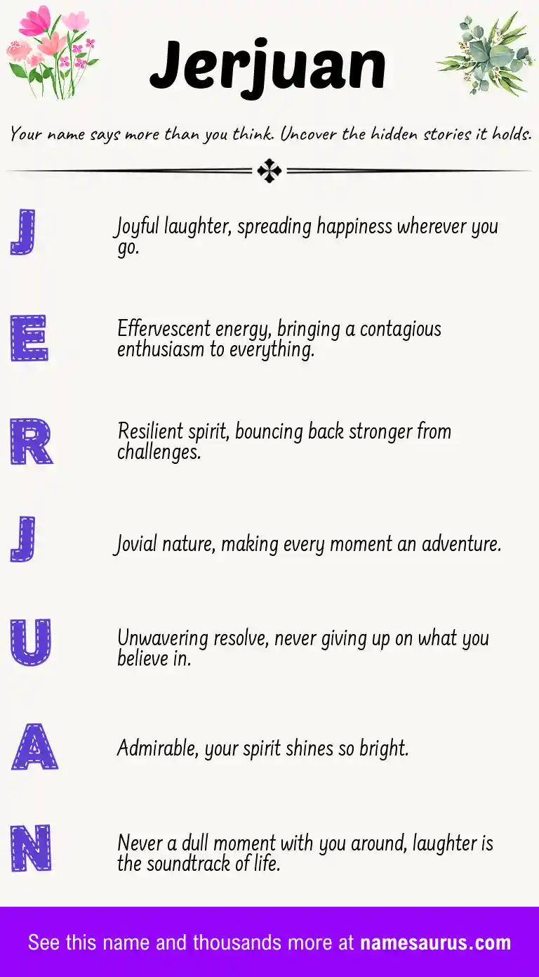Acrostic poem about Jerjuan.
