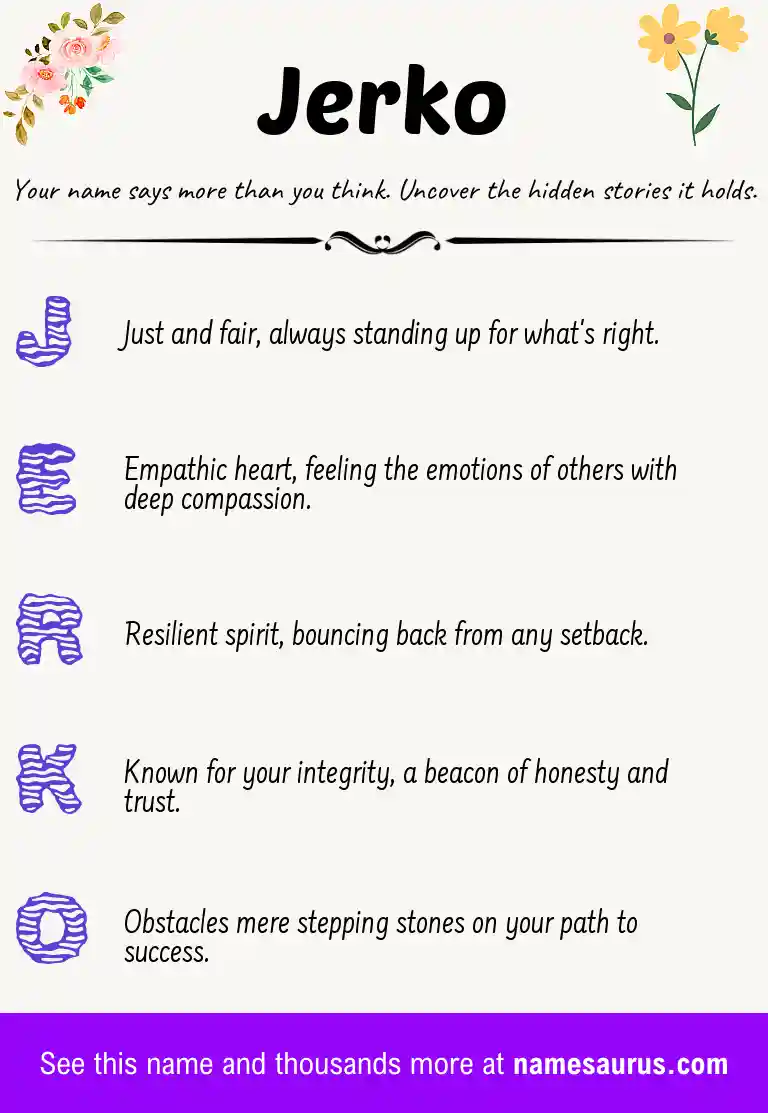 Acrostic poem about Jerko.