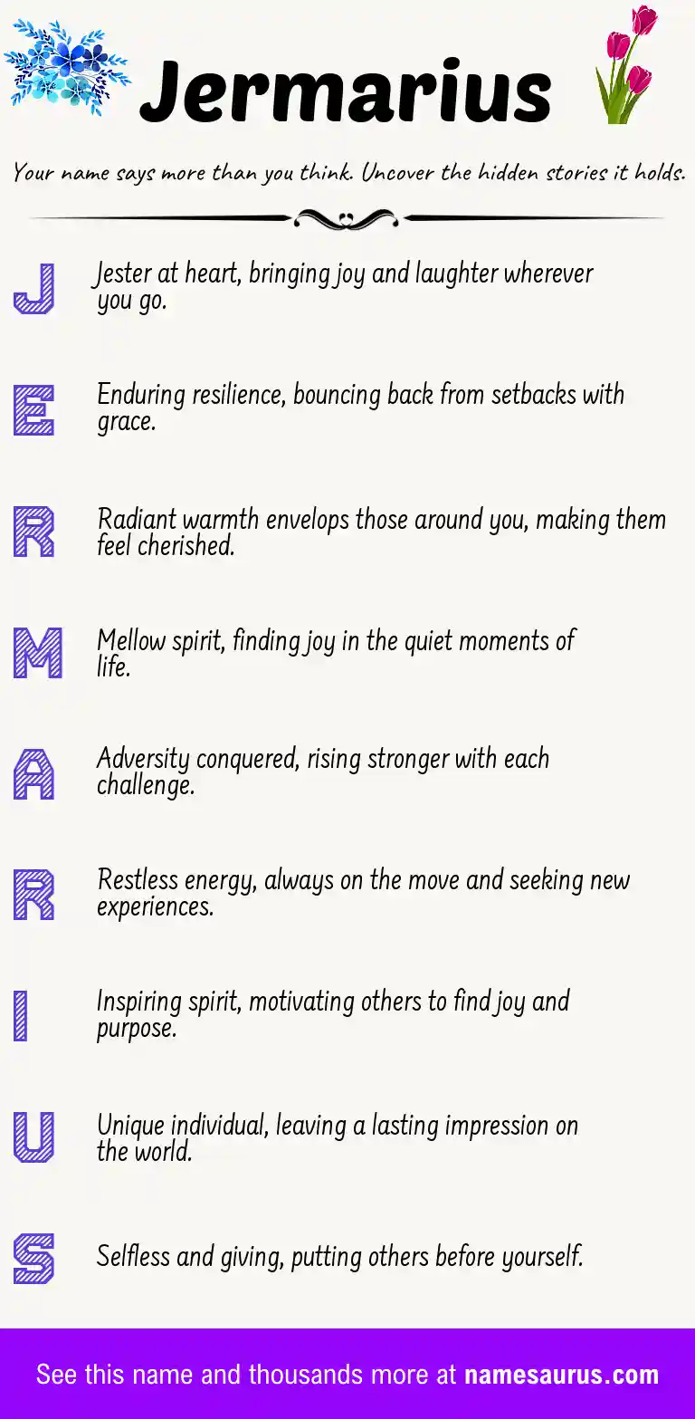 Acrostic poem about Jermarius.