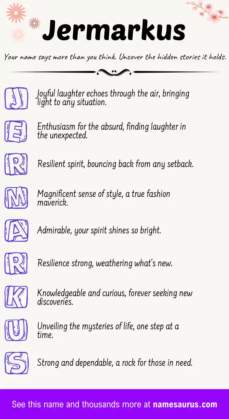Acrostic poem about Jermarkus.