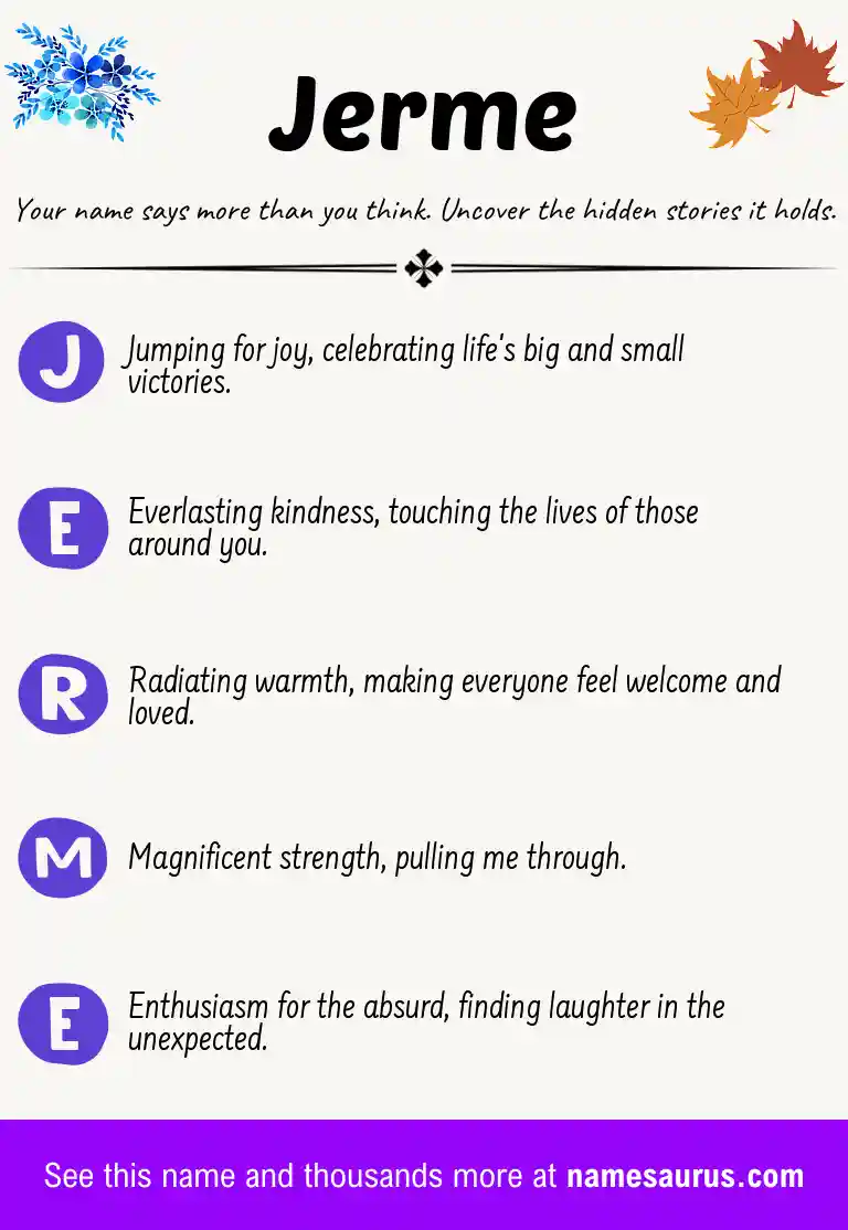 Acrostic poem about Jerme.