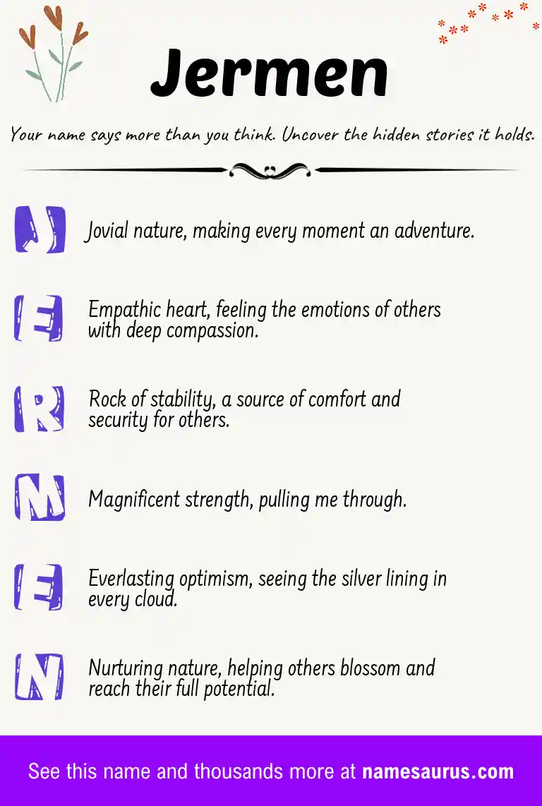 Acrostic poem about Jermen.