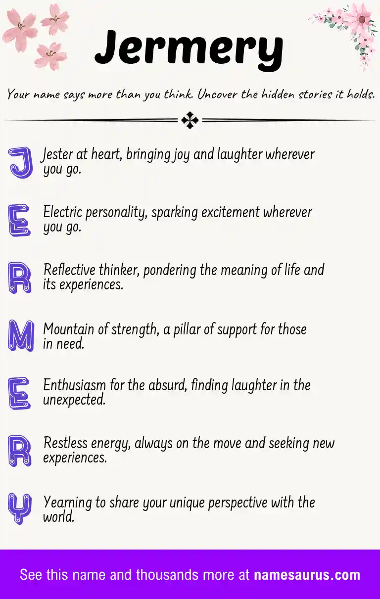 Acrostic poem about Jermery.