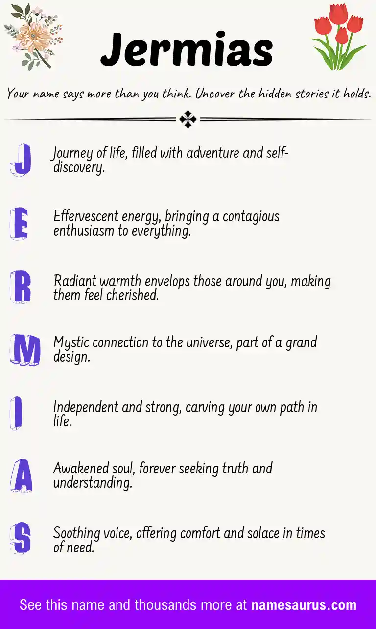 Acrostic poem about Jermias.